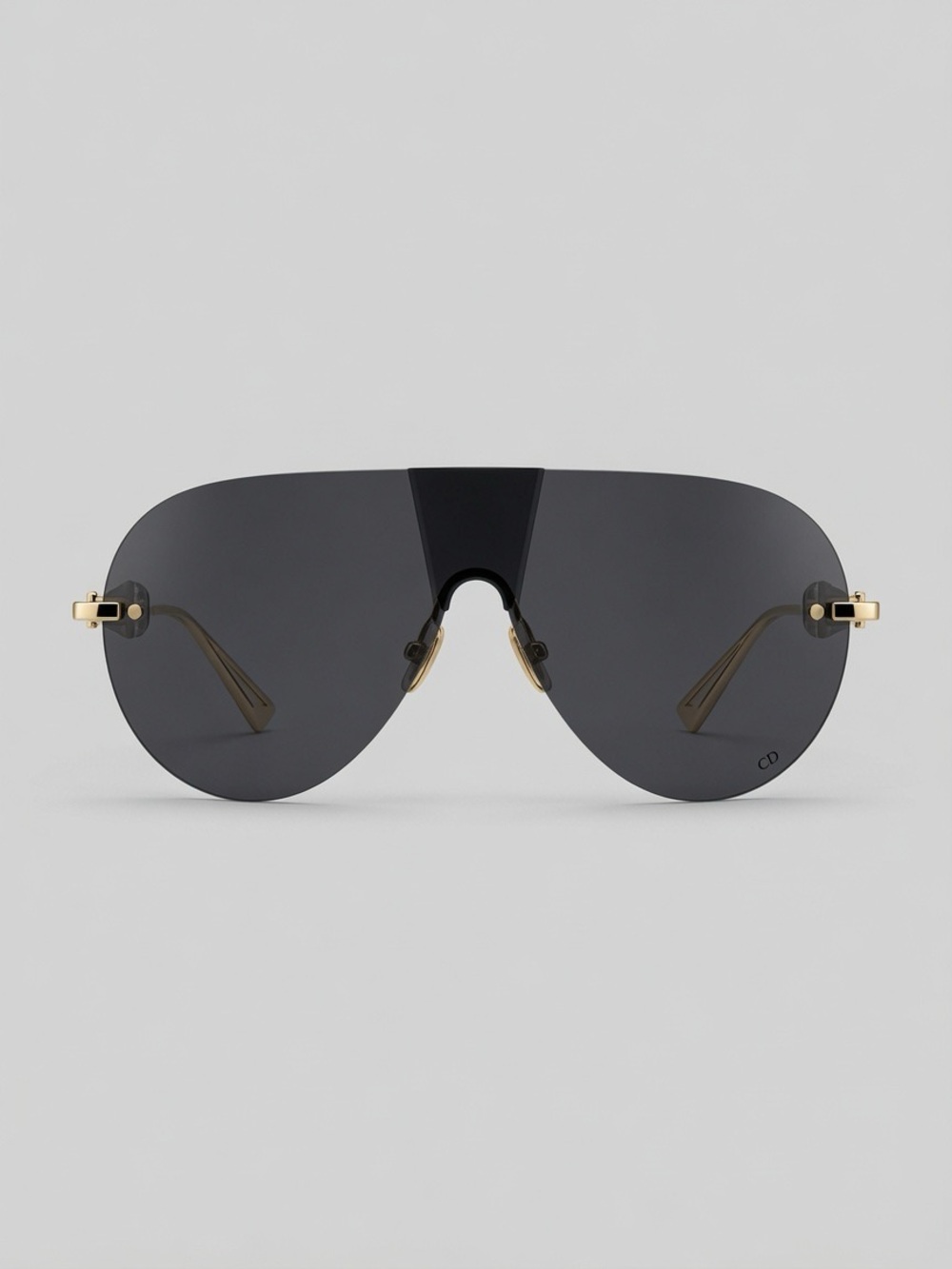 Dior Black Shield Sunglasses with Gold Accents